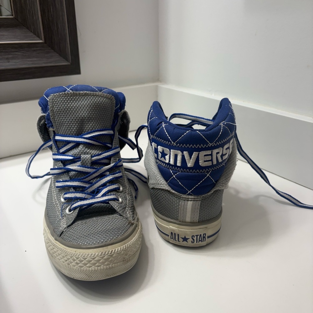Converse Gray and Blue High-Top Sneakers